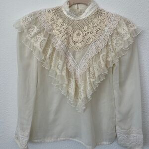 Gunne Sax Vintage Victorian Cream Lace Women's Top